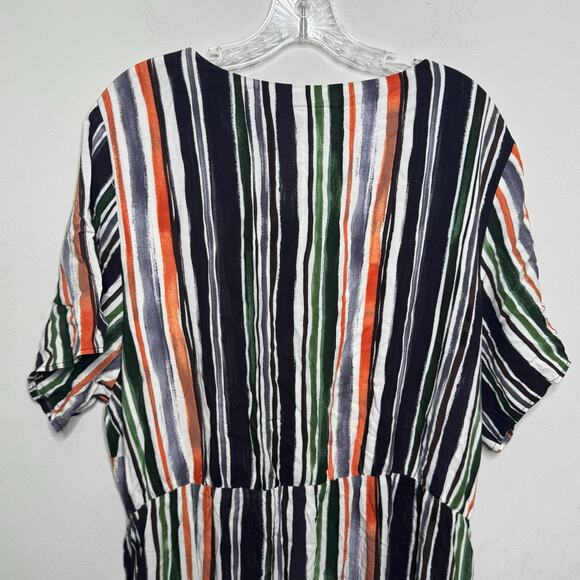 City Chic Women’s Maxi Dress L 20 Jungle Stripe Print V-Neck Short Sleeve - Picture 13 of 16